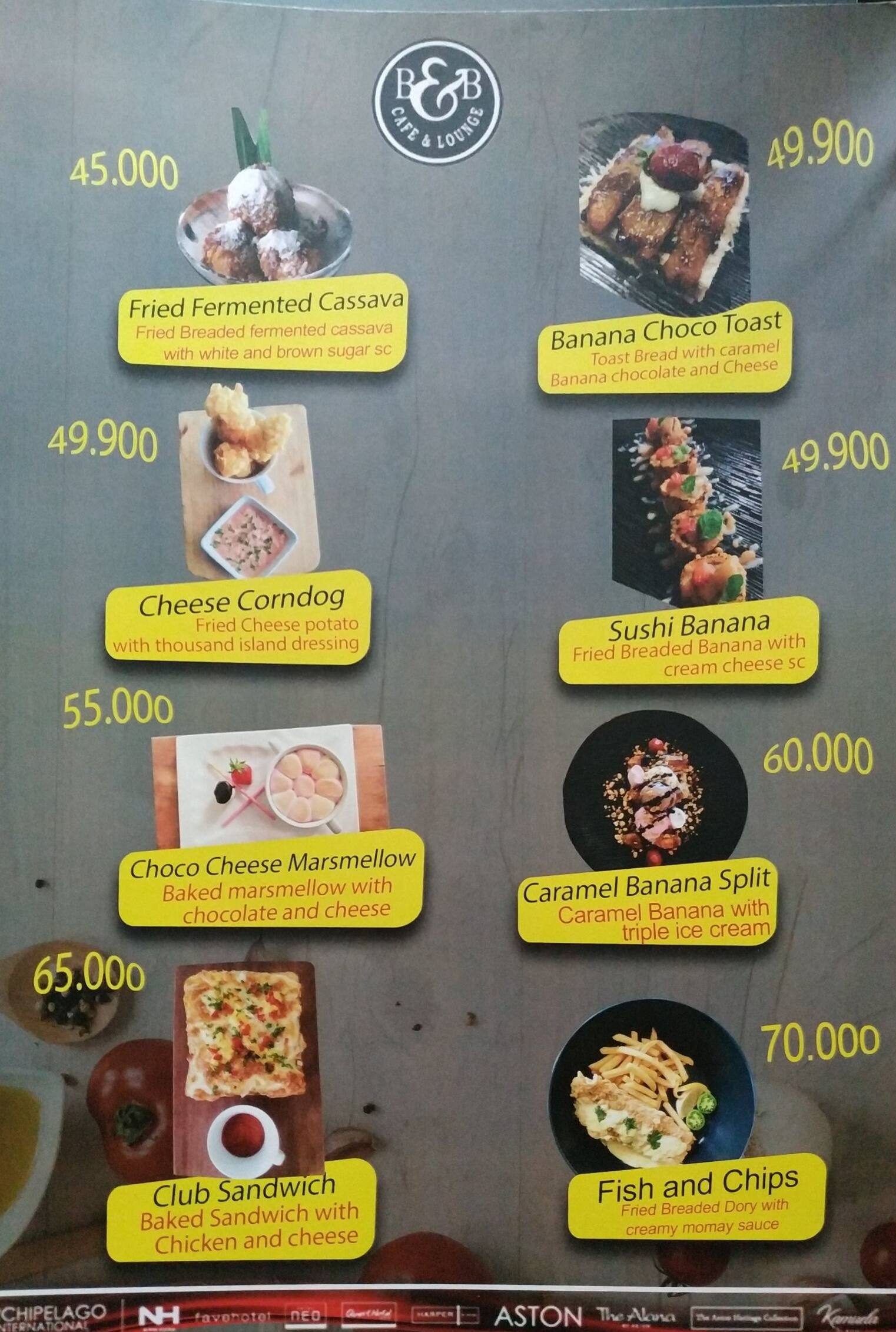 Menu At B&B Cafe & Lounge, South Jakarta