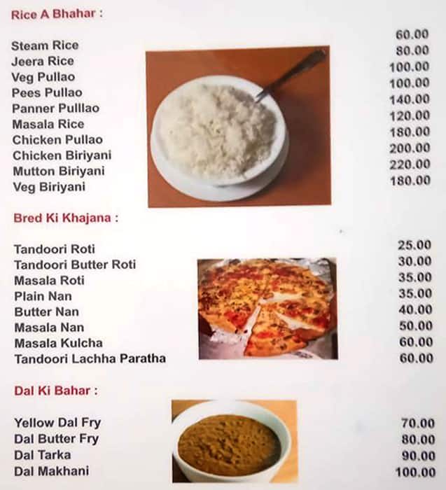 Hotel Vesper & Restaurant menu