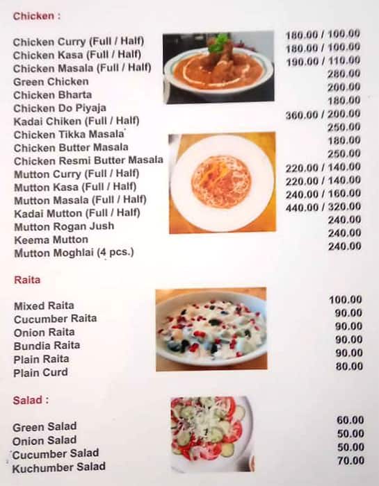 Hotel Vesper & Restaurant menu