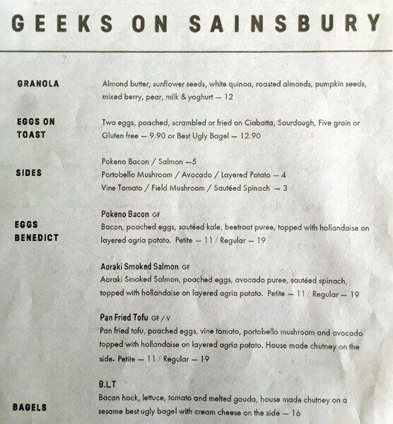 Geeks On Sainsbury Menu, Menu for Geeks On Sainsbury, Morningside