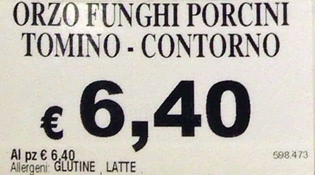 Menu di Bar Atlantic Losanna 