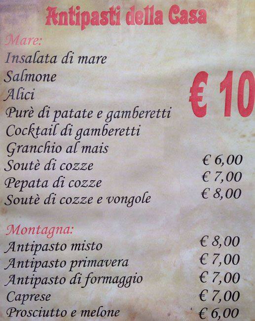 il pescatore меню