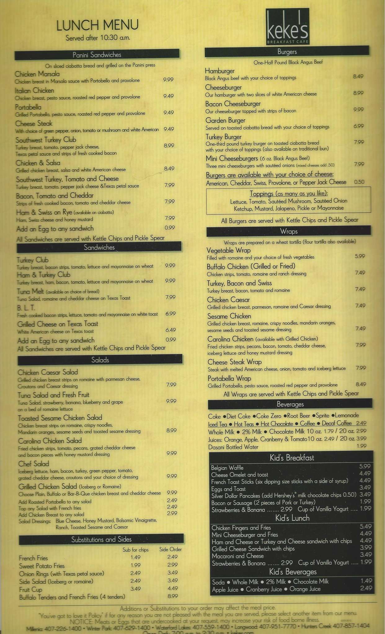 Kekes Breakfast Cafe Menu Menu For Kekes Breakfast Cafe West Melbourne Melbourne