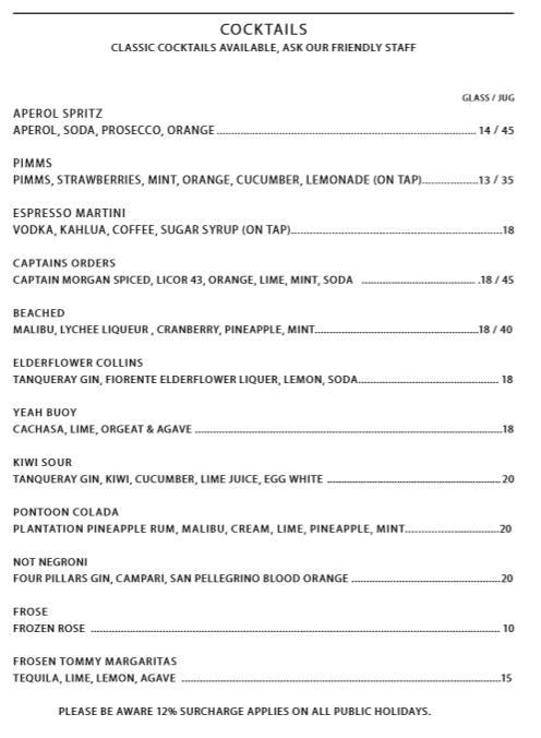 Pontoon St Kilda Beach Menu Menu For Pontoon St Kilda Beach St Kilda Melbourne