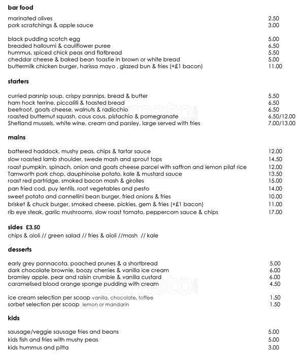 The Victoria Inn Menu, Menu for The Victoria Inn, Peckham, London