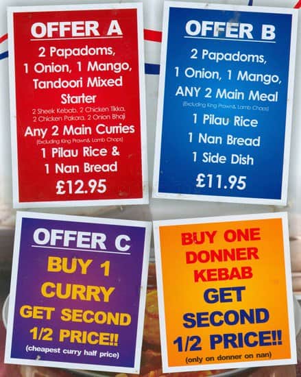 British Raj menu