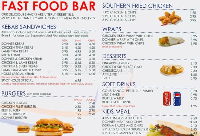British Raj menu
