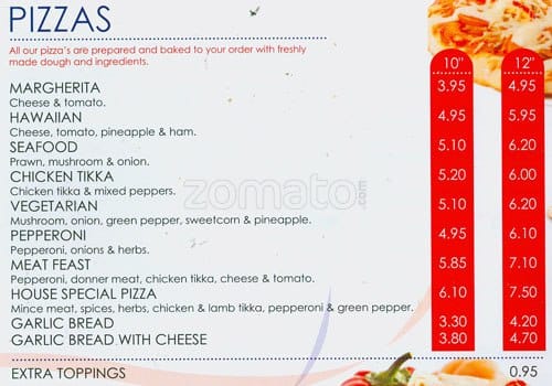 British Raj menu
