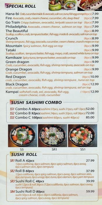 Menu de Hanabi Sushi