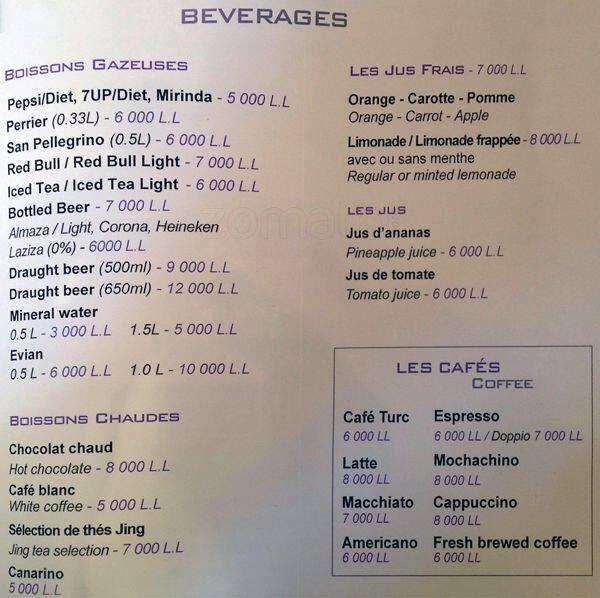 Relais Foch menu