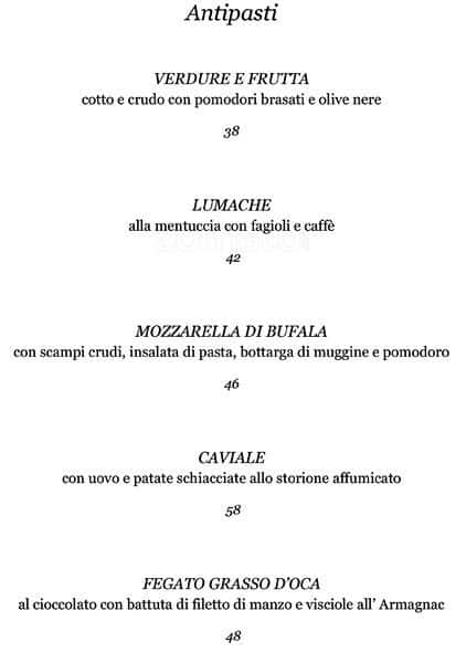 Menu di Aldrovandi Pool Bar 