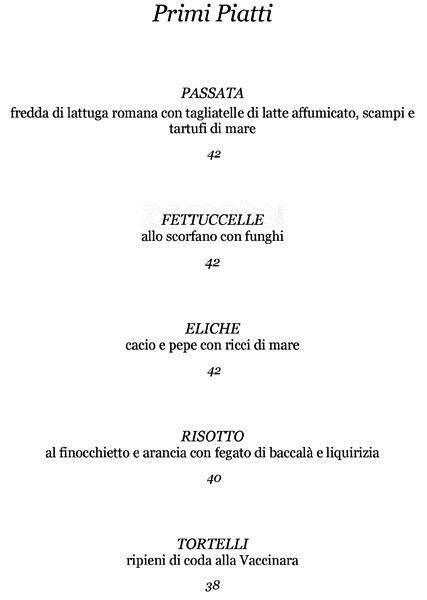 Menu di Aldrovandi Pool Bar 