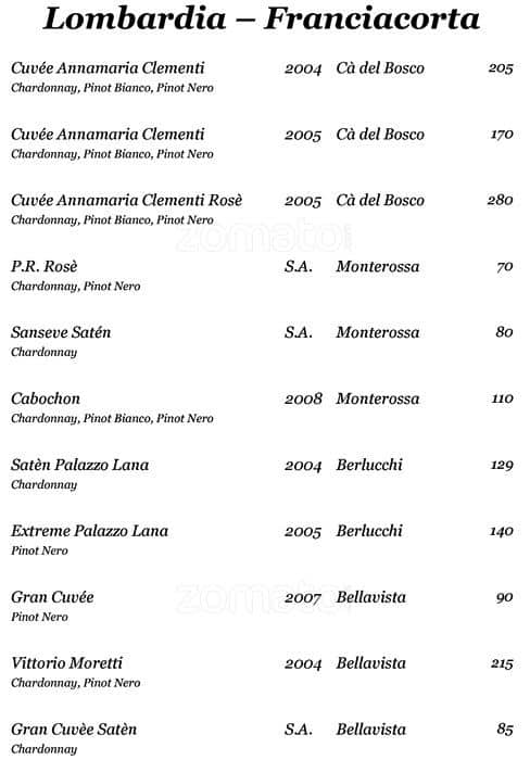 Menu di Aldrovandi Pool Bar 