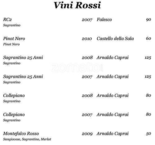 Menu di Aldrovandi Pool Bar 