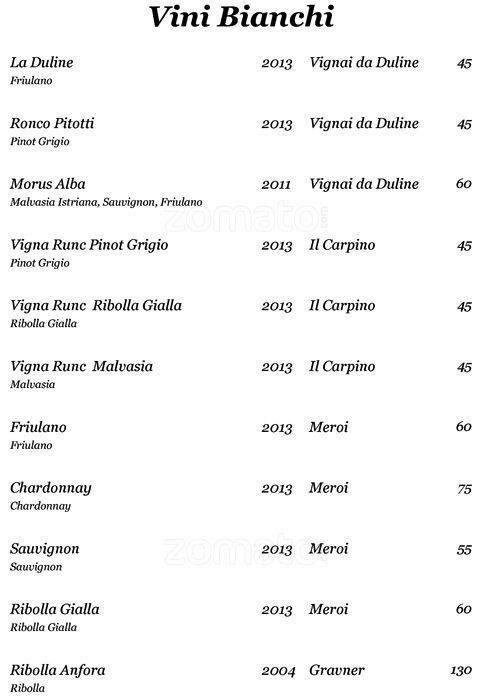Menu di Aldrovandi Pool Bar 