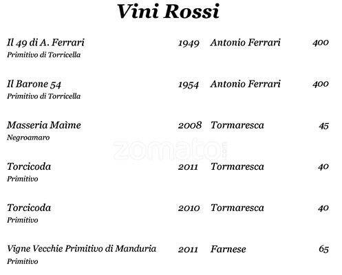 Menu di Aldrovandi Pool Bar 