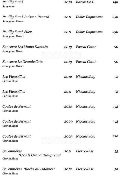 Menu di Aldrovandi Pool Bar 