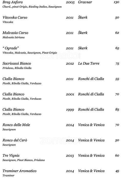 Menu di Aldrovandi Pool Bar 