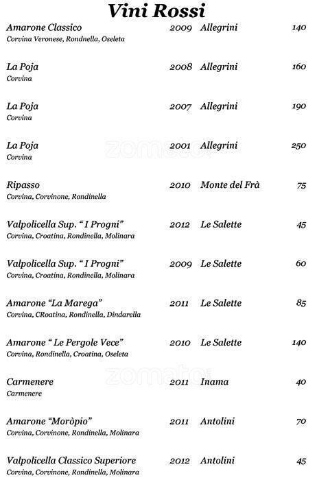 Menu di Aldrovandi Pool Bar 