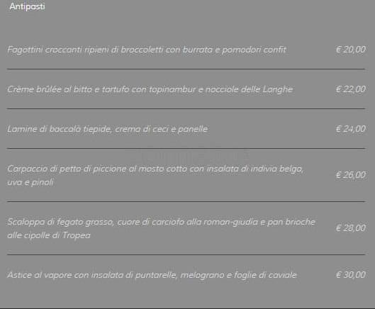 Menu di Casina Valadier 