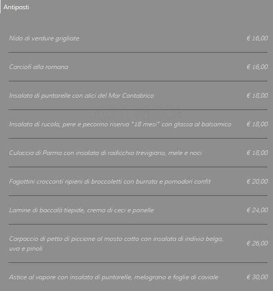 Menu di Casina Valadier 