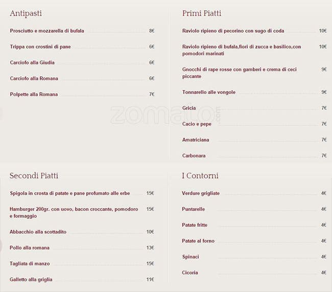 Menu di Locanda dei Matteini 