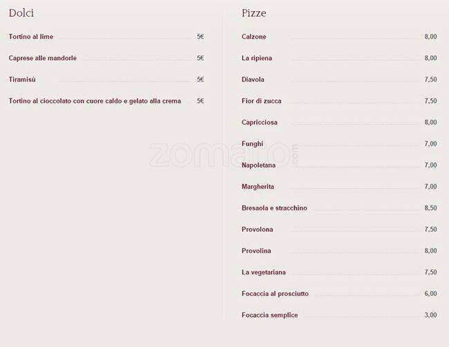 Menu di Locanda dei Matteini 