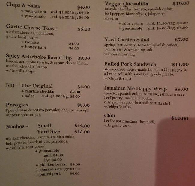 The Yard Cafe Menu, Menu for The Yard Cafe, Marpole, Vancouver