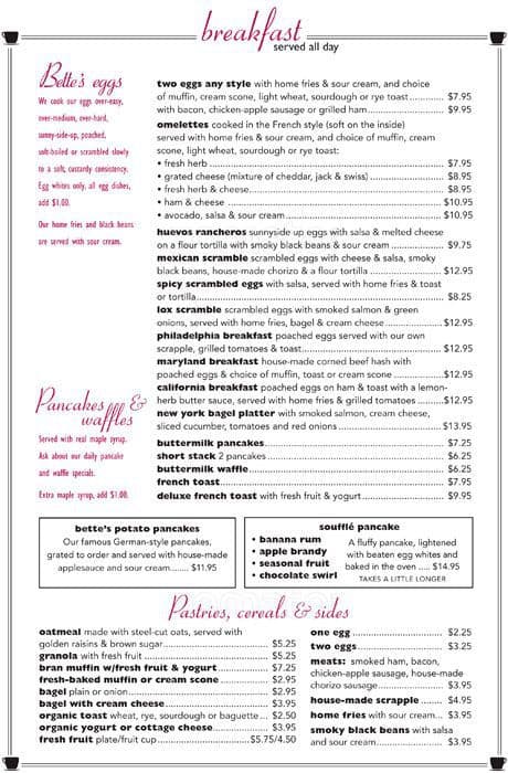 Bette's Diner Menu, Menu for Bette's Diner, Berkeley, Berkeley ...