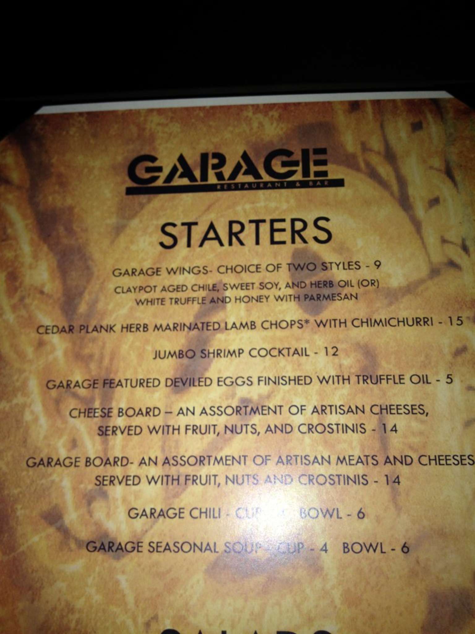 Garage Wine & Tap Menu, Menu for Garage Wine & Tap, Midtown, Phoenix