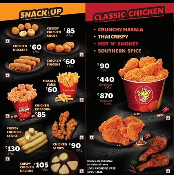 Five deals star menu