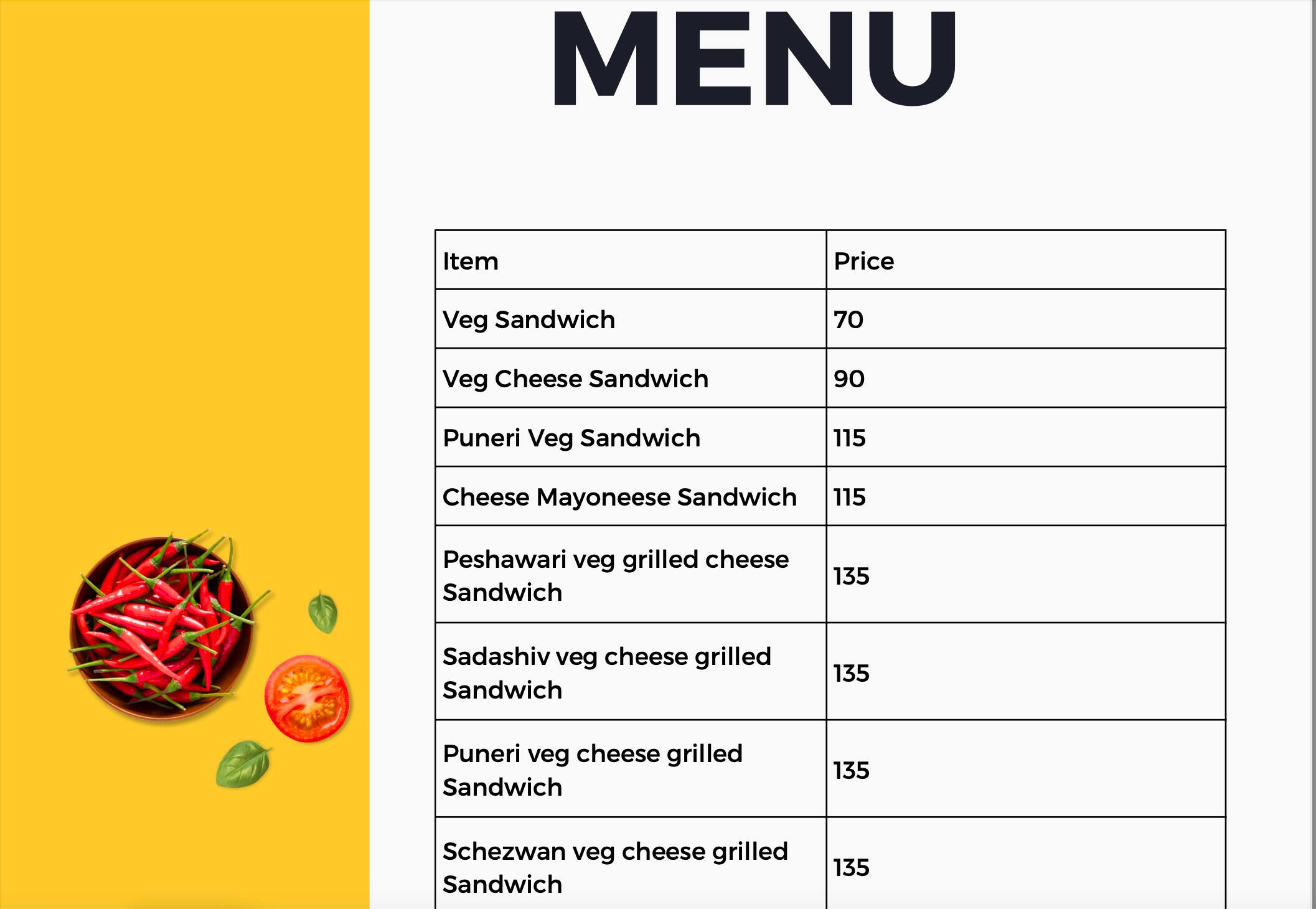 Menu