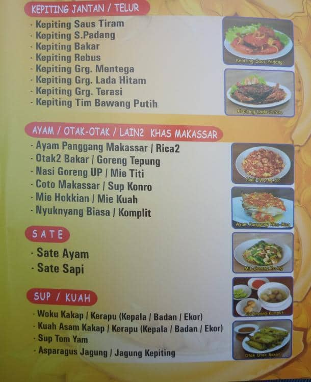 Menu at Rumah Makan Ujung Pandang restaurant, Tangerang