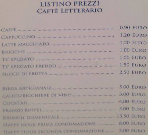 Menu di Gogol' Ostello 