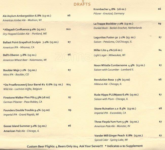Compass Bar Menu, Menu for Compass Bar, Lincoln Park, Chicago
