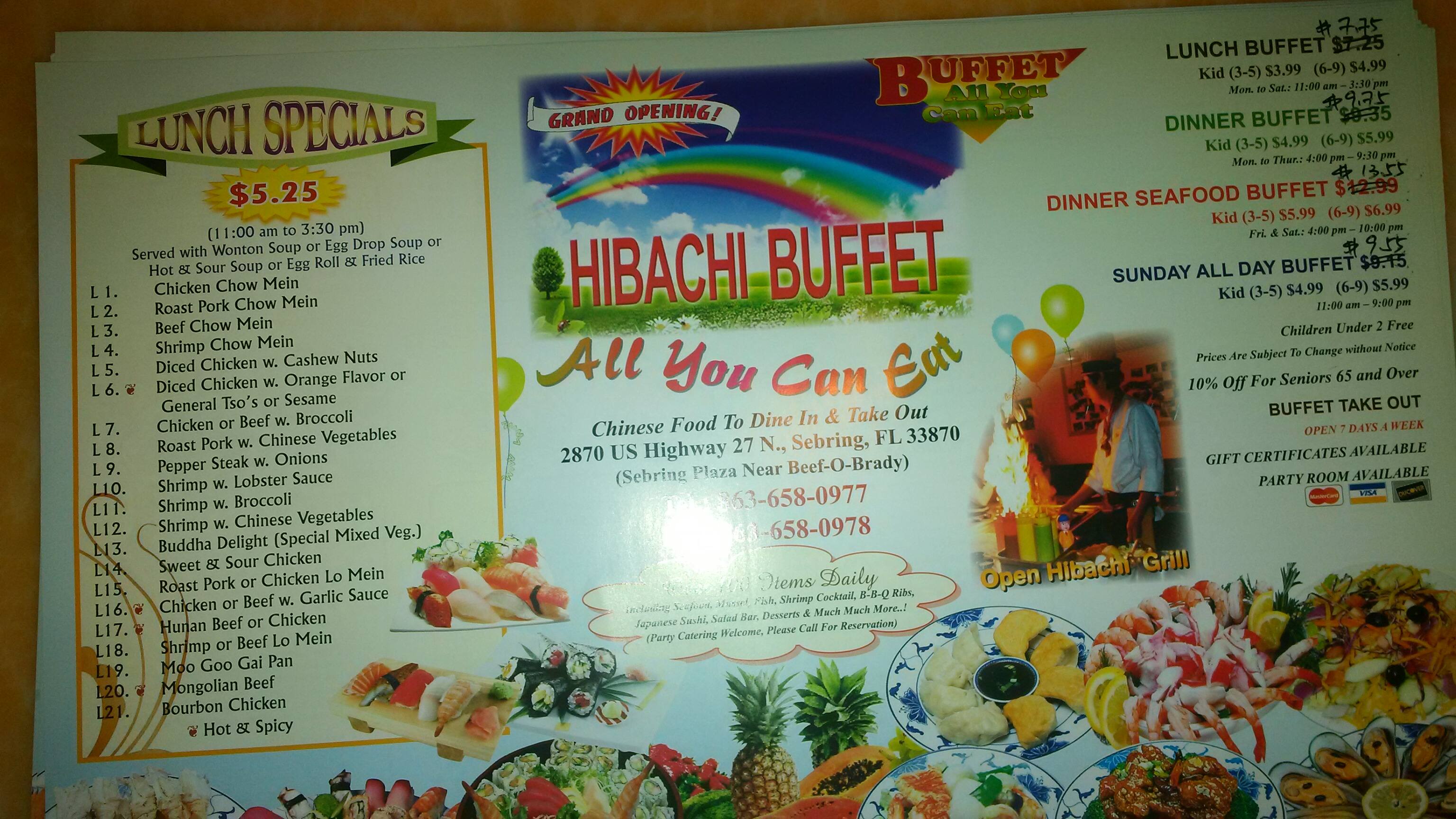 hibachi buffet price