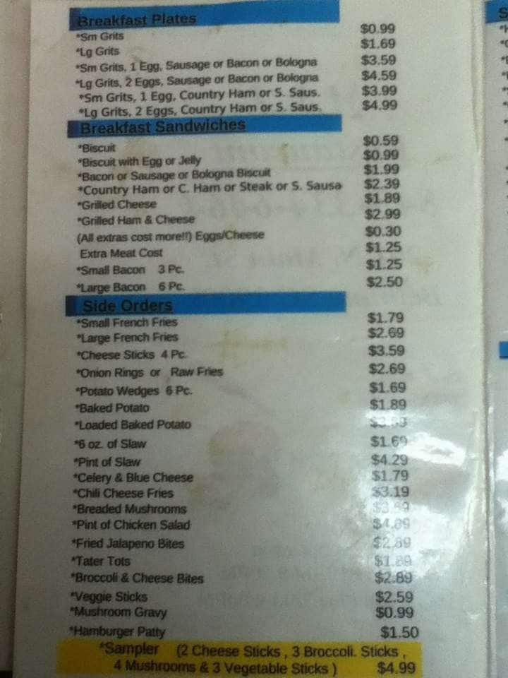 Menu at M & J Restaurant, Bethune