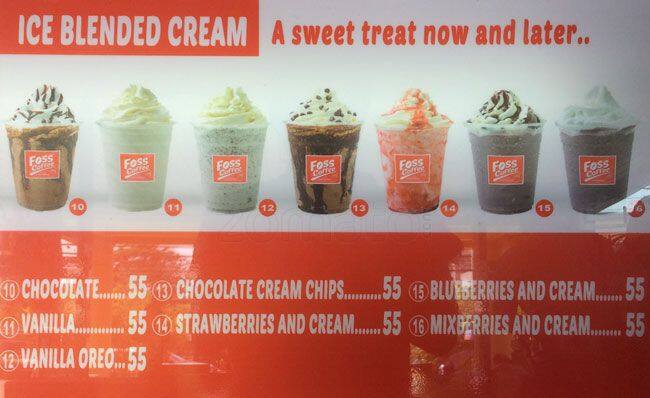 Foss Coffee menu
