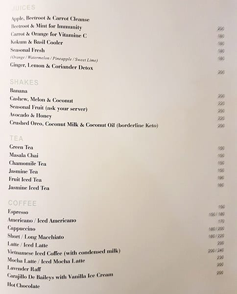Menu at The Project Cafe, Arpora