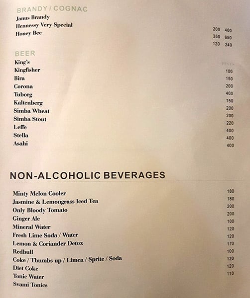 Menu at The Project Cafe, Arpora