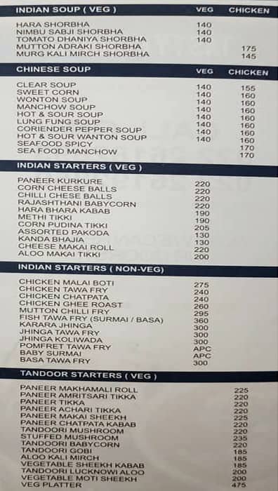 Menu of Cozy Corner Restaurant And Bar, Santacruz East, Mumbai