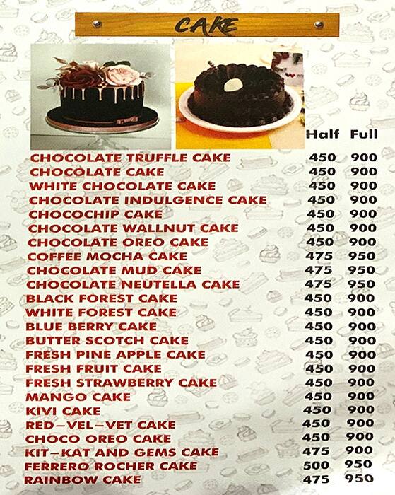 Menu At SSS Bakers - Best Cake Shop In Faridabad, Faridabad, B-121