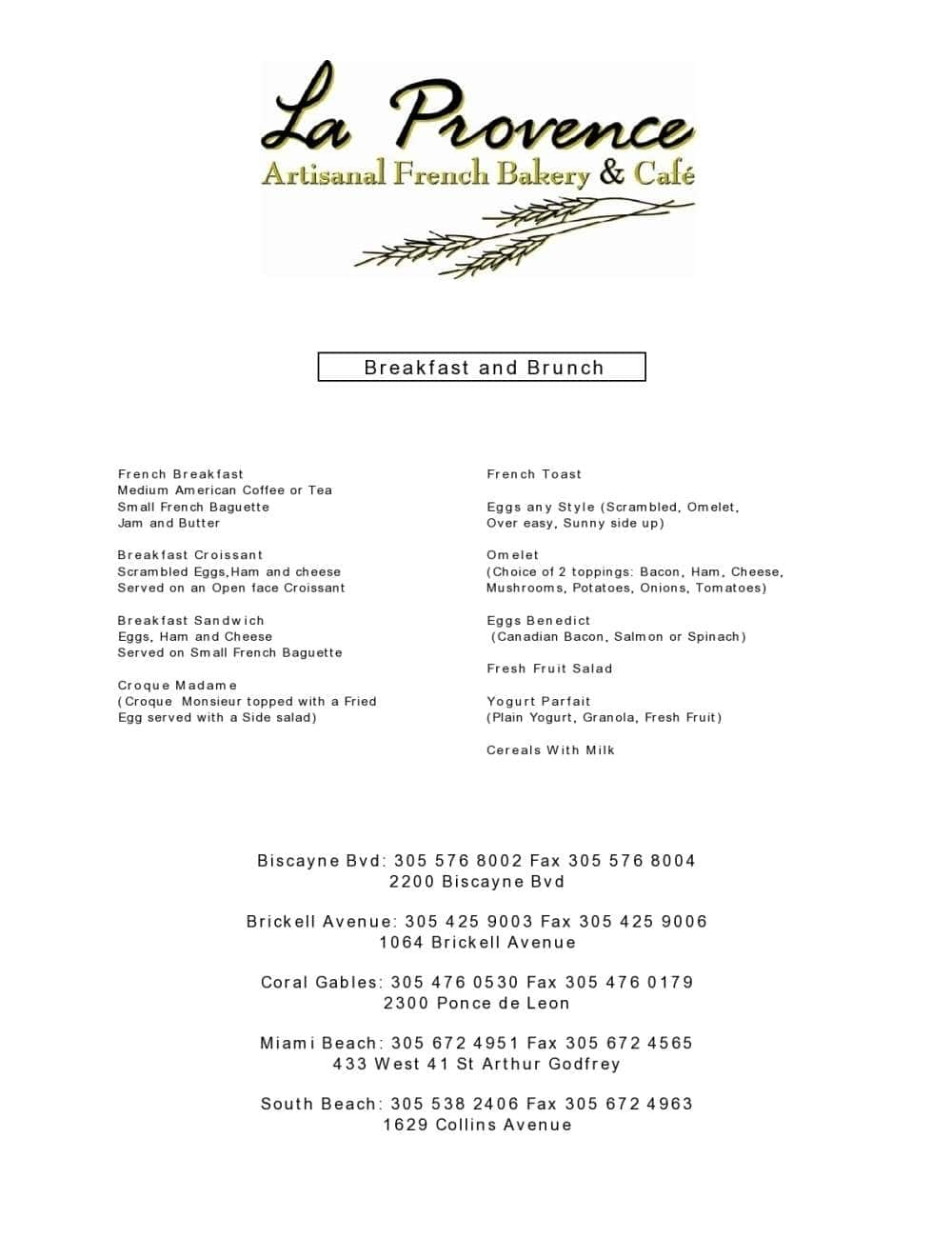 La Provence Artisanal French Bakery & Cafe Menu Urbanspoon/Zomato