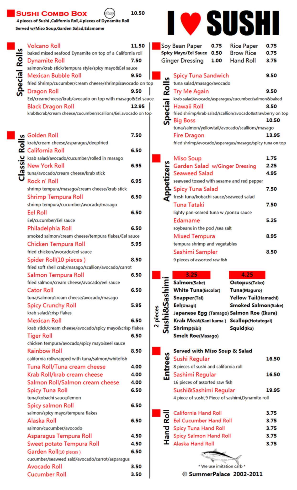 Menu at Summer Palace restaurant, Winter Garden, Summerport Village Pkwy