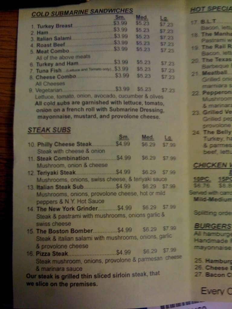 Vernon Street Grill & Deli Menu Urbanspoon/Zomato