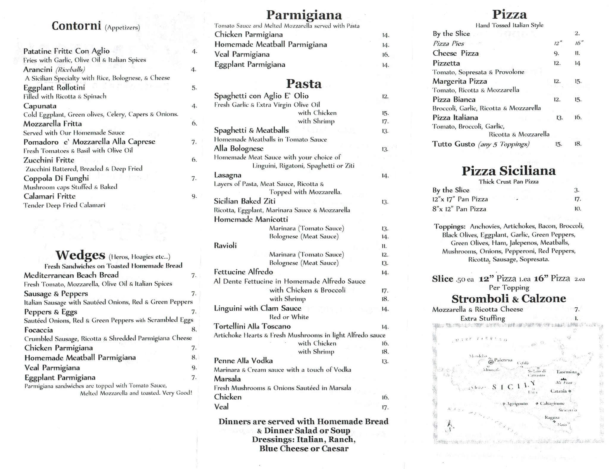  Menu  at Sicily Trattoria  restaurant  Cape Coral Cape 