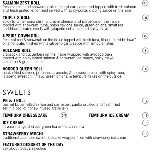 Menu At Rock-n-Sake Bar & Sushi, Lafayette