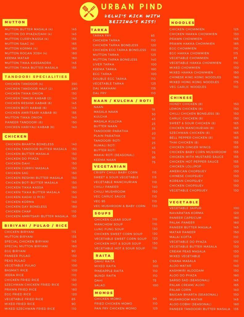 Urban Pind Menu, Menu for Urban Pind, Picnic Garden, Kolkata Zomato