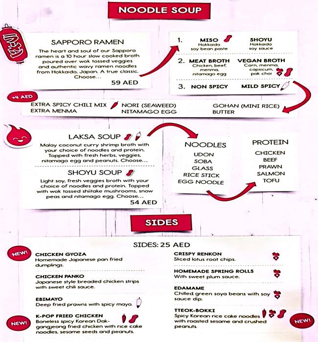 Menu of Wokyo™ Noodle Bar, Jumeirah Lake Towers (JLT), Dubai