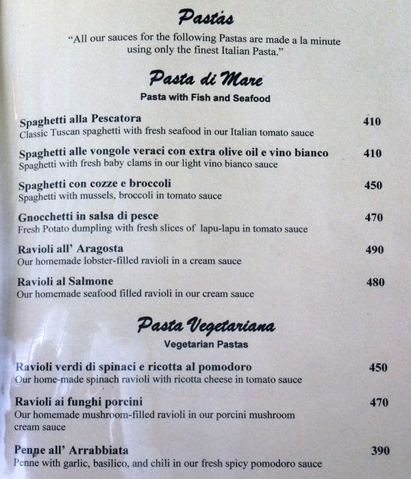 Menu at Balducci Ristorante & Deli restaurant, Taguig, Serendra Piazza
